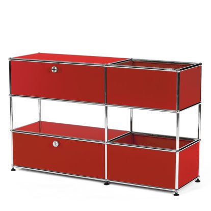 Buffet USM Haller pour enfants M avec boîtes de rangement, Monochrome, Rouge rubis USM, Avec  porte abattante