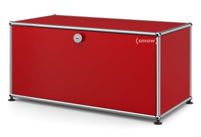 Meuble bas Lowboard M USM Haller avec porte abattante, Rouge rubis USM