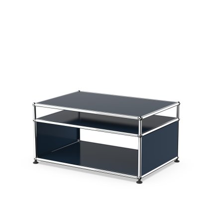 USM Haller table d'appoint à roulettes, Bleu acier RAL 5011, Patin de nivelage