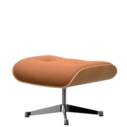 Eames Lounge Chair Ottoman, Cerisier naturel, Cuir Premium F cognac, Aluminium poli