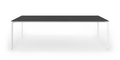 Table extensible Maki, L 189-263 x L 90 cm, Stratifié noir, Aluminium laqué blanc