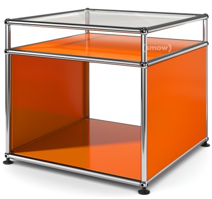 Table d'appoint avec réhausse USM Haller, Orange pur RAL 2004