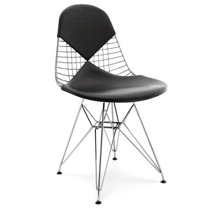 Coussin pour Wire Chair (DKR/DKX/DKW/DKL/LKR), Coussin pour assise et dossier (Bikini), Cuir (Standard), Nero