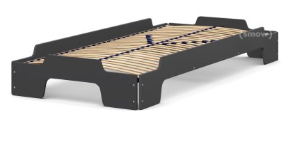 Lit empilable Confort Rolf Heide, Anthracite laqué, Cadre en bois massif