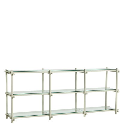 Étagère Woody, H 85,5 cm x L 206,5 cm, Gris fumé / verre