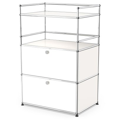 USM Haller meuble mini-bar , Blanc pur RAL 9010, Avec 2 portes abattantes