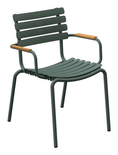 Chaise ReCLIPS, Vert olive, Accotoirs bambus