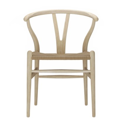 CH24 Wishbone Chair, Frêne savoné, Paillage naturel