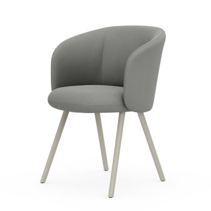 Fauteuil Mikado, Aluminium revêtu par poudre couleur craie, Plano, Blanc crème / gris sierra, Patins pour tapis