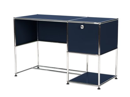 Bureau USM Haller Home Office, Bleu acier RAL 5011, Sans passe-câbles