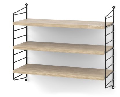 Étagère murale S String, 20 cm, Noir, Placage chêne