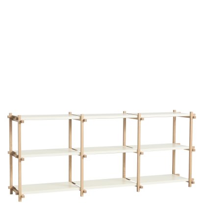 Étagère Woody, H 85,5 cm x L 206,5 cm, Chêne savonné / blanc amande