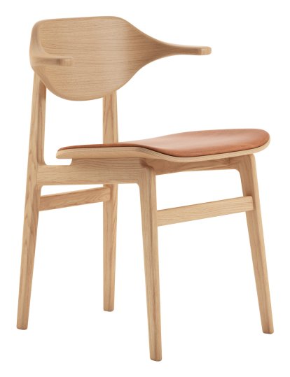 Bufala Dining Chair, Chêne naturel, Cuir Dunes camel