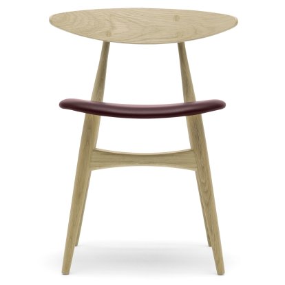 Chaise CH33P, Chêne huilé, Cuir bourgogne