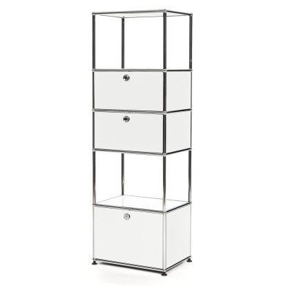USM Haller Étagère de salon M Type 2, Blanc pur RAL 9010, Avec 2 portes abattantes et 1 porte coulissante (incl. cadre métallique)