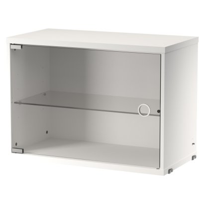 Élément de meuble système String avec porte en verre, Laqué blanc