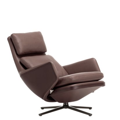 Fauteuil Grand Relax, Sans repose-pieds, Cuir Premium F, marron, Noir basic, 41,5 cm
