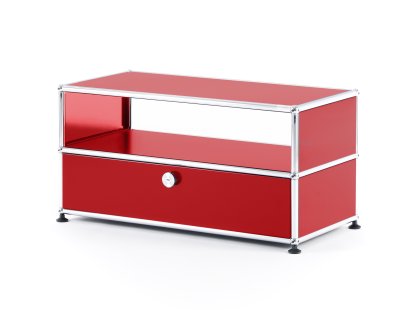 Meuble bas Lowboard TV USM Haller avec porte coulissante, Rouge rubis USM