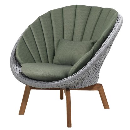 Fauteuil lounge Peacock, Medium flat soft Rope -Light grey, Link - Vert foncé