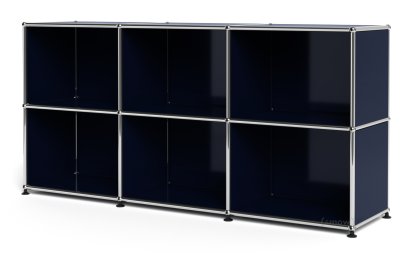 Meuble mixte Sideboard 50 USM Haller, personnalisable, Bleu acier RAL 5011, Ouvert, Ouvert