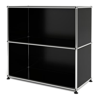 Meuble mixte Sideboard M USM Haller, personnalisable, Noir graphite RAL 9011, Ouvert, Ouvert