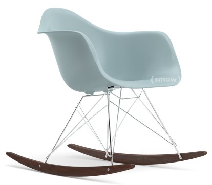 Fauteuil Eames Plastic Armchair RE RAR, Gris bleuté, Chromé, Érable foncé