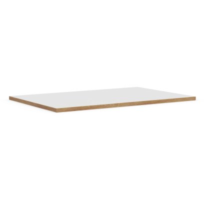 Plateau de table Eiermann, Mélaminé blanc avec bords chêne, 160 x 90 cm