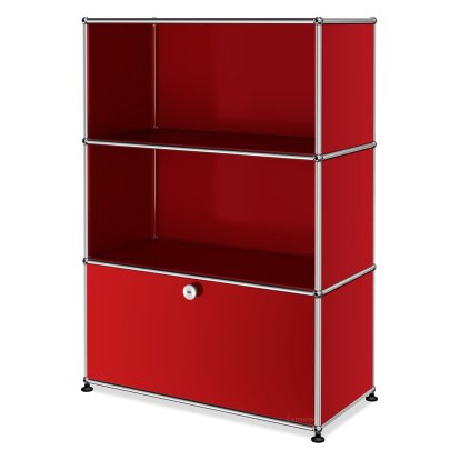 Meuble haut Highboard M USM Haller, personnalisable, Rouge rubis USM, Ouvert, Ouvert, Avec  porte abattante