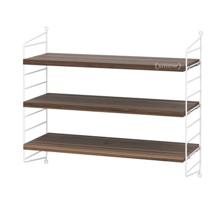 Étagère murale S String, 20 cm, Blanc, Placage noyer