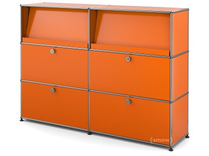 Meuble haut Highboard L USM Haller avec présentoir incliné, Orange pur RAL 2004
