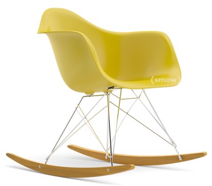 Fauteuil Eames Plastic Armchair RE RAR, Moutarde, Chromé, Érable nuance de jaune