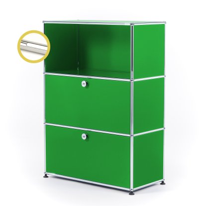 USM Haller E Highboard M avec 2 portes battantes et éclairage du compartiment, Vert USM, Blanche froide