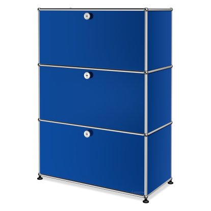 Meuble haut Highboard M USM Haller, personnalisable, Bleu gentiane RAL 5010, Avec  porte abattante, Avec  porte abattante, Avec  porte abattante