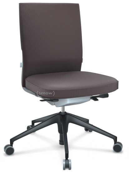 ID Soft, Mécanisme Flowmotion sans inclinaison avant et sans réglage de la profon, Sans accotoirs, Piétement à 5 branches, plastique basic dark, Soft grey, Assise et dossier Silk Mesh, Marron, Durs pour tapis