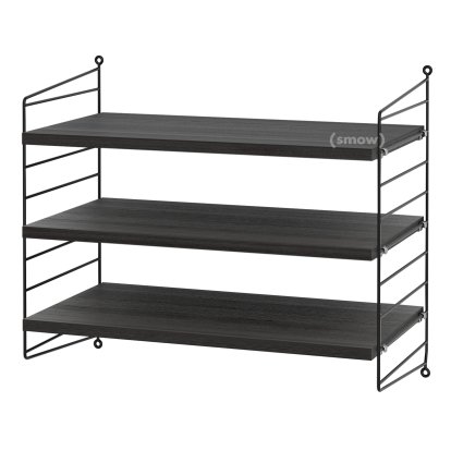 Étagère murale S String, 30 cm, Noir, Placage frêne noir