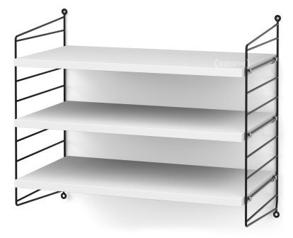 Étagère murale S String, 30 cm, Noir, Laqué blanc