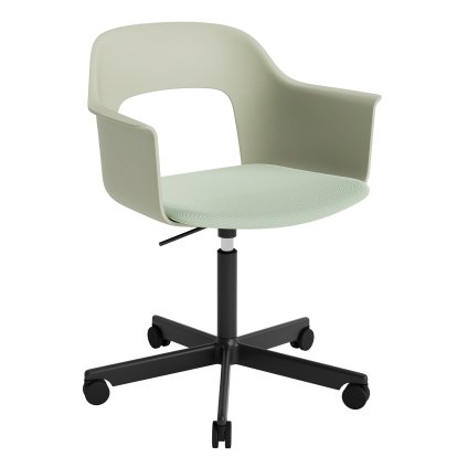Chaise pivotant Layout 243 avec accoudoirs et assise rembourrée, Vert pastel / Relate 921, Aluminium thermolaqué noir 