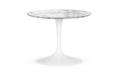 Table basse ronde Saarinen, Petit (H 36/37 cm, ø 51 cm), Blanc, Marbre Arabescato (blanc avec tons gris)