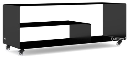 Sideboard R 111, Monochrome, Noir profond (RAL 9005), Roulettes transparentes