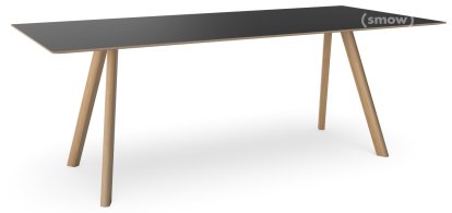 Table Copenhague CPH30, L 200 x l 90 x H 75, Chêne laqué, Linoleum noir  