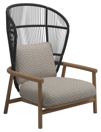 Fern Highback Lounge Chair, Raven, Wave Buff