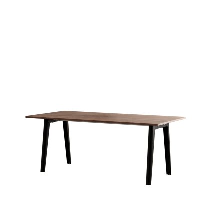 Table à manger New Modern rectangulaire, métal/bois, 190 x 95 cm, Placage de noyer, Noir graphite