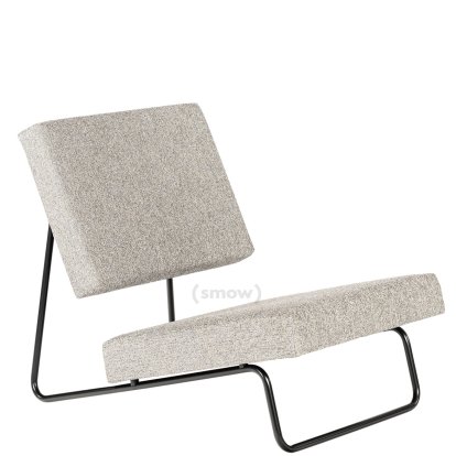 Fauteuil de salon Hirche, Tissu, poivre et sel, Revêtement par poudre, noir, sans repose-pieds