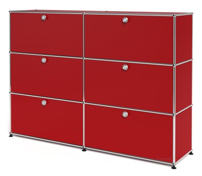Meuble haut Highboard L USM Haller, personnalisable, Rouge rubis USM, Avec 2 portes abattantes, Avec 2 portes abattantes, Avec 2 portes abattantes