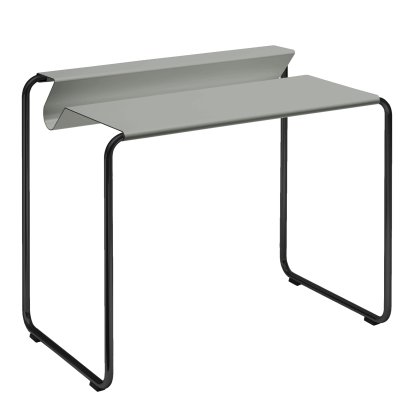 Secrétaire PS07, Blanc aluminium (RAL 9006), Sans sous-main, Noir profond (RAL 9005)