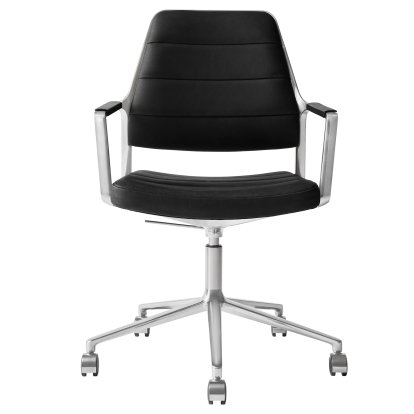 Chaise pivotante Swivel 455+, Piétement à roulettes, Cuir noir