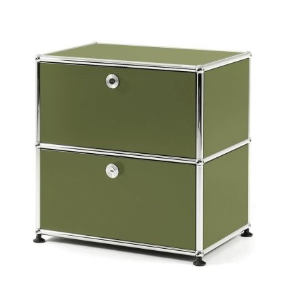 Table de chevet USM Haller avec 2 portes battantes, Vert olive RAL 6003
