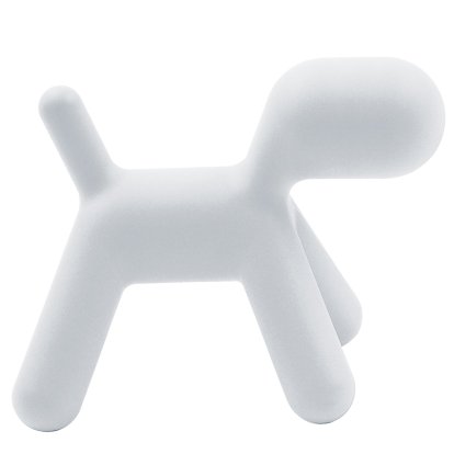 Tabouret Puppy, Très grand (H 81 x L 61,5 x P 102 cm), Polyéthylène (adapté à une utilisation en extérieur), Blanc mat (1700 C)