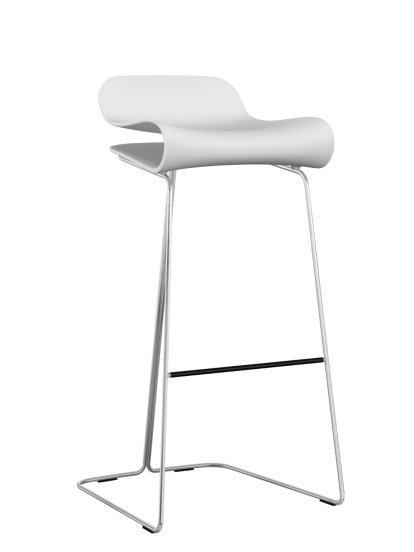 Tabouret de bar BCN, Blanc, Acier chromé, Version bar: 76 cm