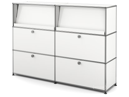 Meuble haut Highboard L USM Haller avec présentoir incliné, Blanc pur RAL 9010